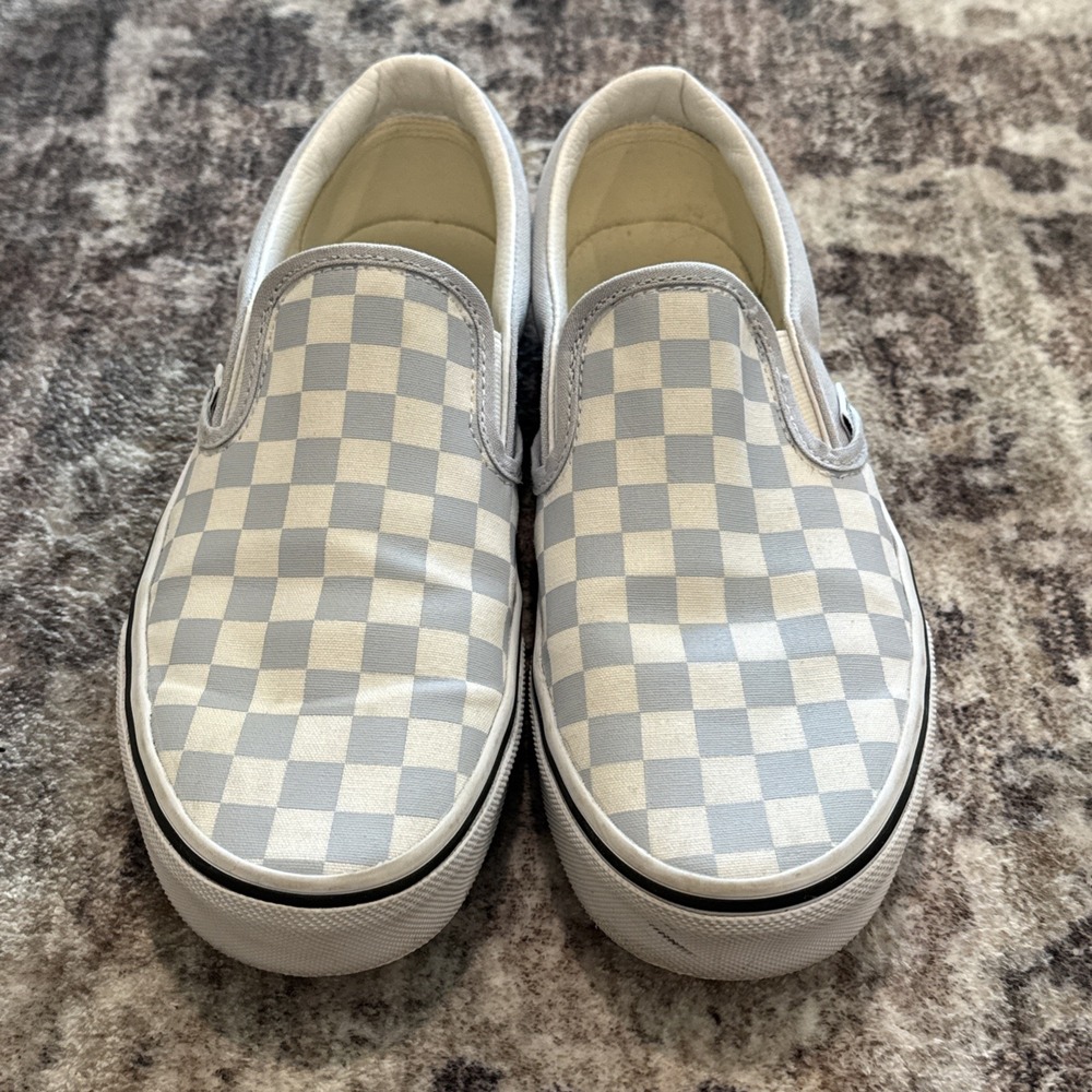 Vans Slip-on Gray/White Checkerboard Canvas Shoes Mens 7.0 Women's 8.5
